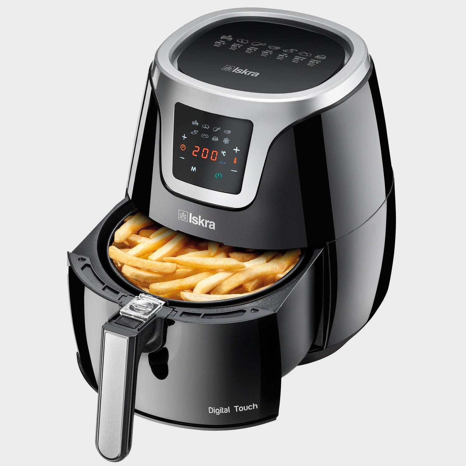 Iskra Heißluftfritteuse, 3,2 L, 1500 W, LCD Touchdisplay, Schwarz