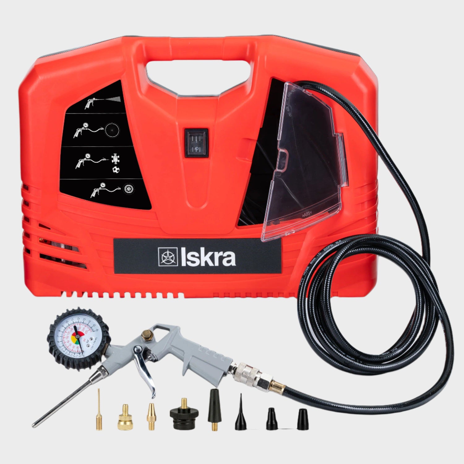 Iskra Luftkompressor Auto, tragbar, mit Manometer
