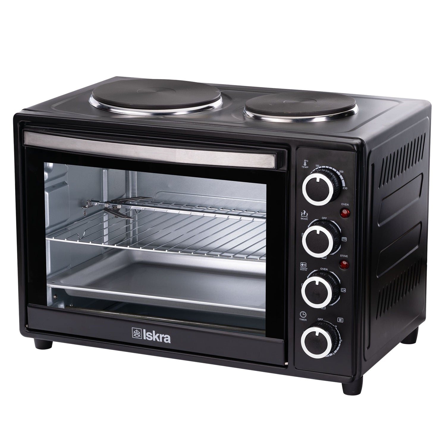 Iskra Mini Backofen, 38 L, 3600 W, Schwarz